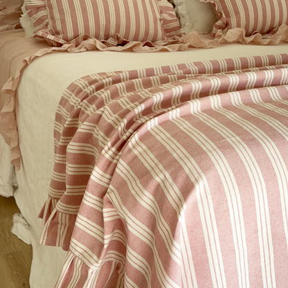 Plaid de cama rayas rosas